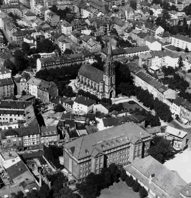 Blick von oben auf das Viertel Anfang des vergangenen Jahrhunderts