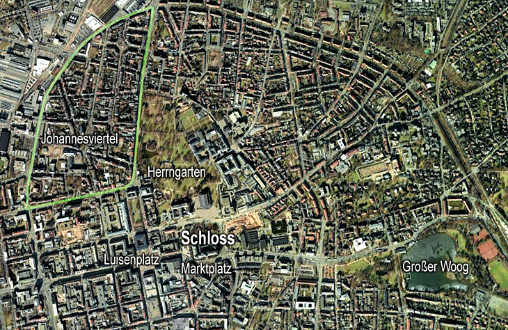 Luftbild: Johannesviertel Darmstadt